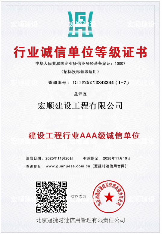 建筑工程行業(yè)AAA級(jí)誠信單位